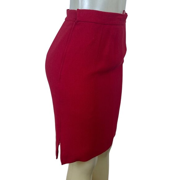 Valentino Vintage 2000's Womens Red Wool Skirt & Blazer Set Siz 8 - Picture 9 of 16